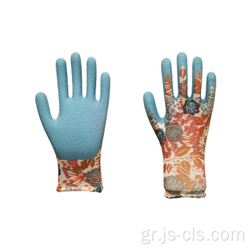 Σειρά κήπου Haze Blue Printed Latex Garden Gloves